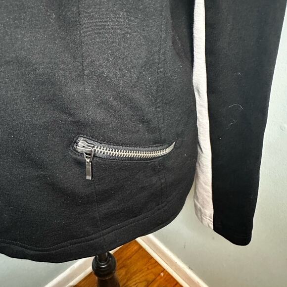 INC Asymmetrical Moto Jacket Black & White Color Block - Picture 5 of 7